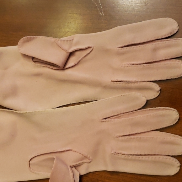 Vintage Stretch Nylon Pink Gloves 7"  Unbranded - Picture 10 of 10
